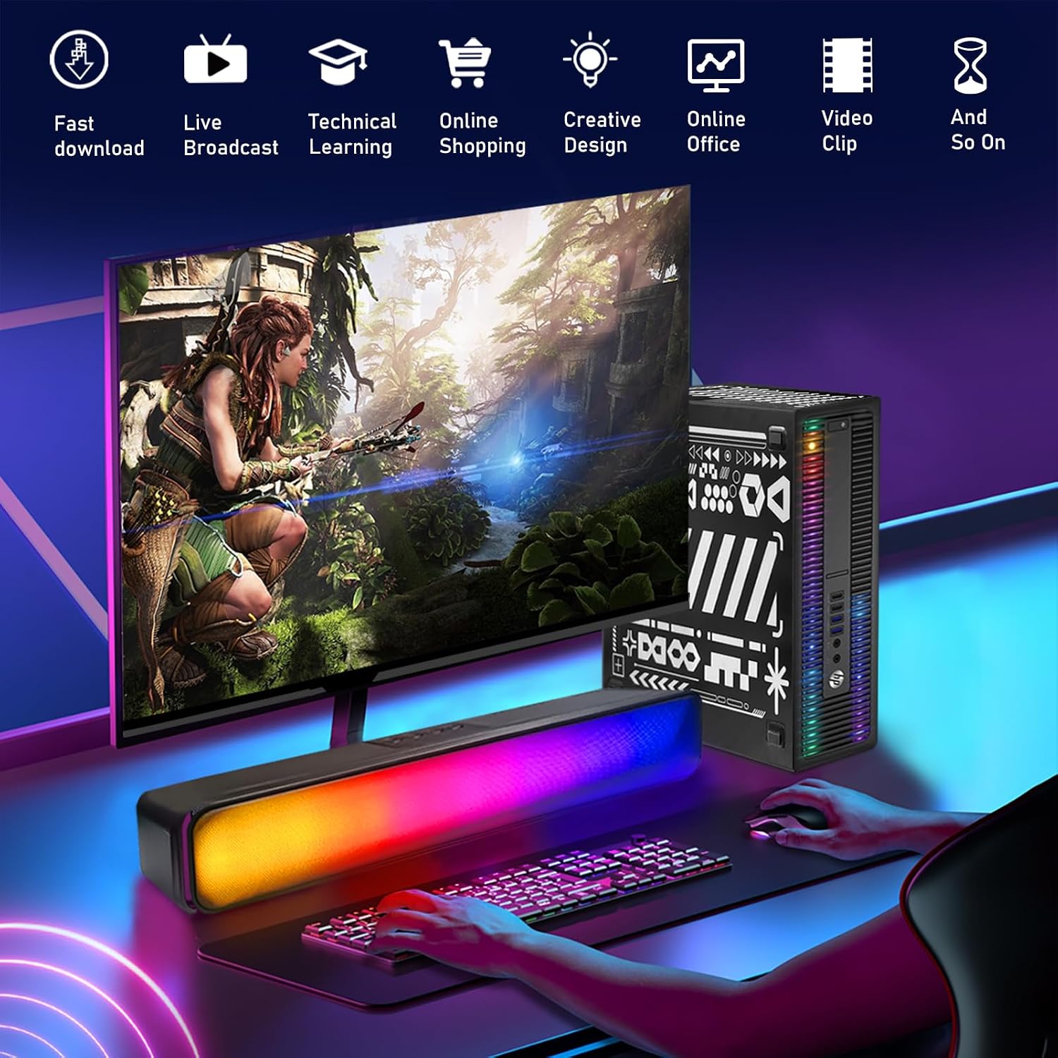 HP RGB Gaming Desktop Computer, Intel Quad Core I5-6500 up to 3.6GHz, GeForce GTX 750 Ti 4G, 16GB DDR4, 512G SSD, RGB Keyboard & Mouse, 600M WiFi & BT 5.0, Win 11 Pro (Renewed)