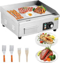 1600W 22' Half Flat Top Electric Griddle – Commercial-Grade Stainless Steel, Adjustable Temp, 2 Shovels/Brushes & Plug Included