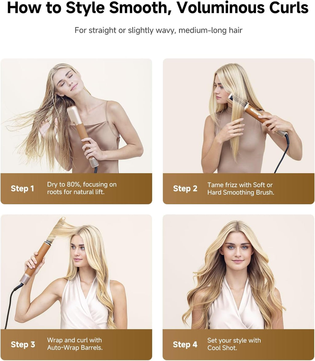 DREAME AirStyle Pro 7-in-1 Hair Styler & High Speed Dryer | Snap-on Attachments for Curling, Smoothing, Volumizing | Fast Drying, Frizz Control, Cool Shot | Luxury Leather Package, 120V Voltage