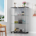 ROOMTEC Glass Display Cabinet with 3 Shelves,Double Doors, Floor Standing Display Cage, for Living Room Bedroom Office, 49.49 x 31.77 x 14.37 in, Black