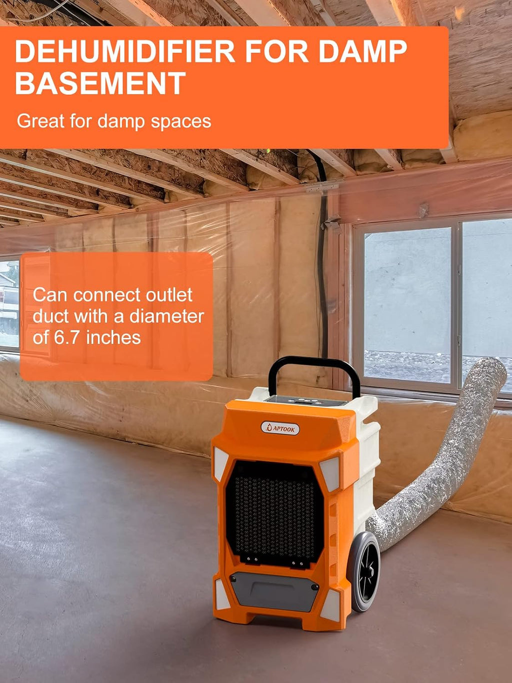 190 PDD Commercial Dehumidifier with Pump Drain Hose, LGR Capacity Industrial Dehumidifier up to 7500 Sq. Ft for Water Damage Restoration, Flood Repair, Crawlspace Basement
