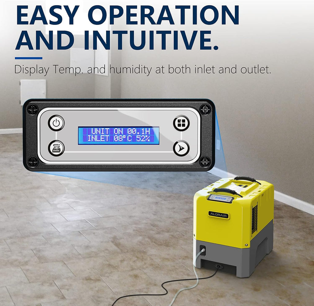 ALORAIR 180 PPD Commercial Dehumidifiers with Smart WiFi, Crawl Space Basement dehumidifier with Pump, Industry Water Damage Unit, Compact, Portable, Memory Starting, (Pack of 4) yellow