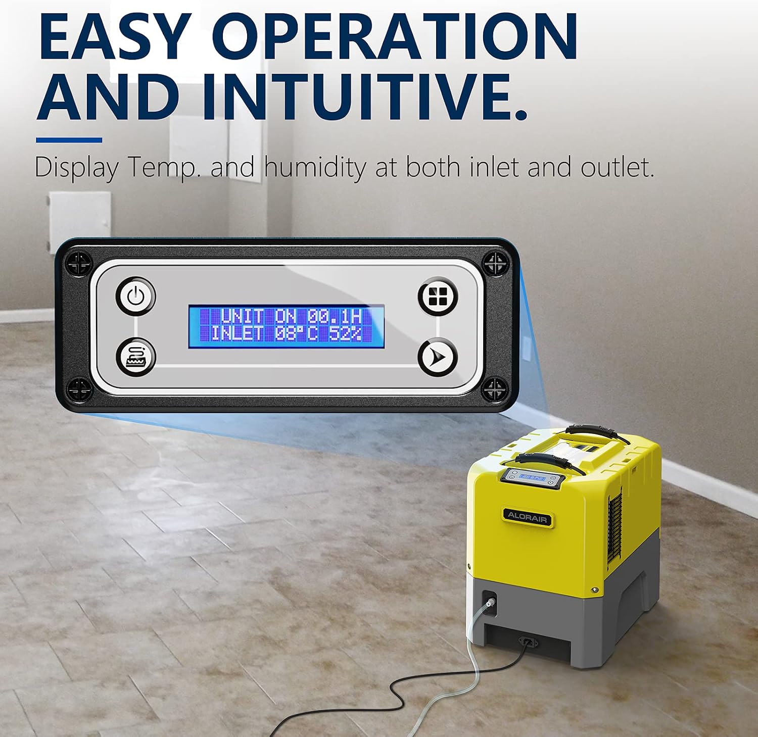 ALORAIR 180 PPD Commercial Dehumidifier with Pump Drain Hose for Basements Warehouse & Job Sites, Large Capacity Crawl Space Dehumidifier for Water Damage Restoration,Yellow(pack of 8)