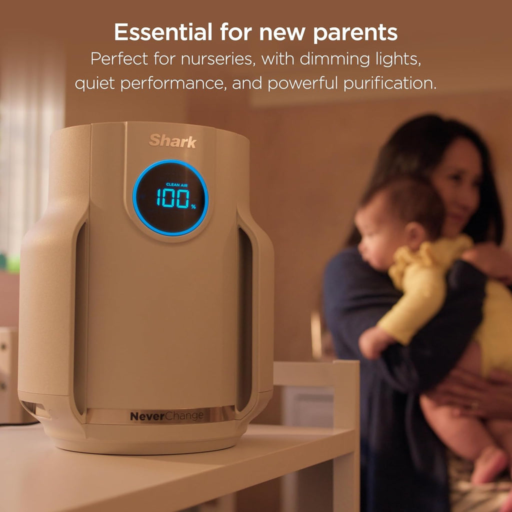 Shark Air Purifier for Home, NeverChange Compact Pro, for Bedroom, Nursery, Home Office, Dorm, HEPA-Exceeding Filter, Captures Pollutants, Pet Dander, Dust, Odor, Smoke, and More, HP072WH, 2025, White