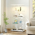Zevemomo Tempered Glass Display Cabinet with Lights, 4-Tier Curio Cabinet with Glass Doors and Lock, Glass Display Case for Collectibles, for Living Room, Bedroom, Office, Double Door, White