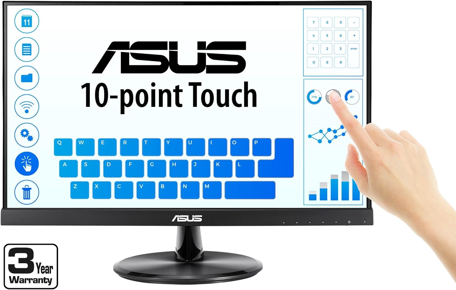 ASUS VT229H 21.5' Monitor 1080P IPS 10-Point Touch Eye Care with HDMI VGA, Black