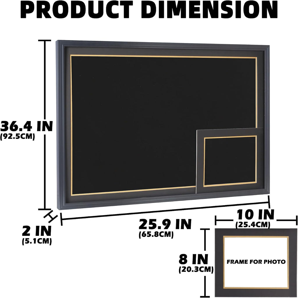 Pro Collector's X Large 36 X 26 Sports Jersey Display Frame Case with 98% UV Protection for Baseball Basketball Football Soccer Hockey Shirt and Uniform, 2 Color Options Mat - Black Frame
