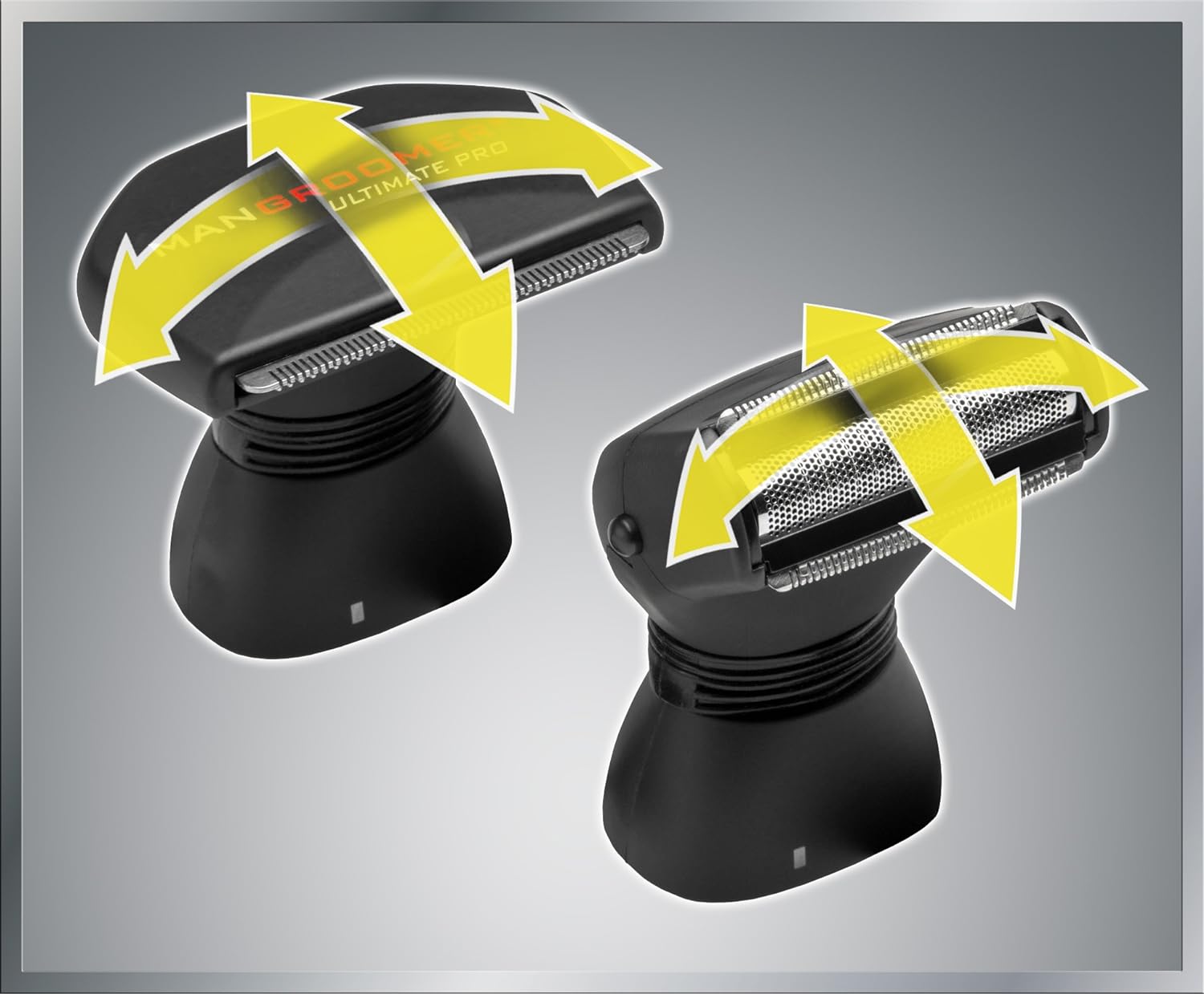 MANGROOMER Ultimate Pro Back Shaver with 2 Shock Absorber Flex Heads, Black and Red, 1 Count