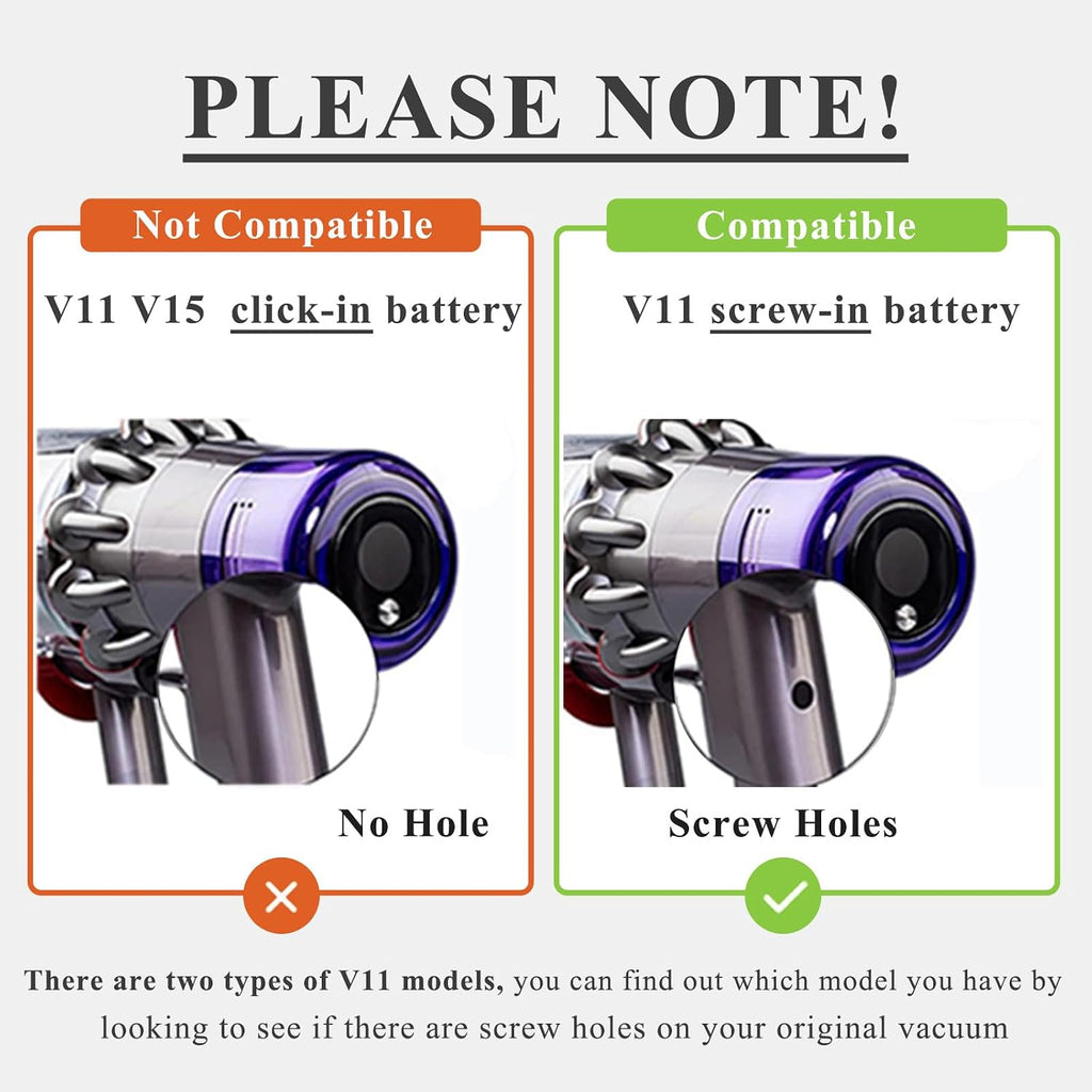 5.8Ah Battery Replacement for V11 Screw-in Battery SV14【Not for Click-in Type】 25.2V Compatible with V11 Animal Cordless Vacuum Screw in Type