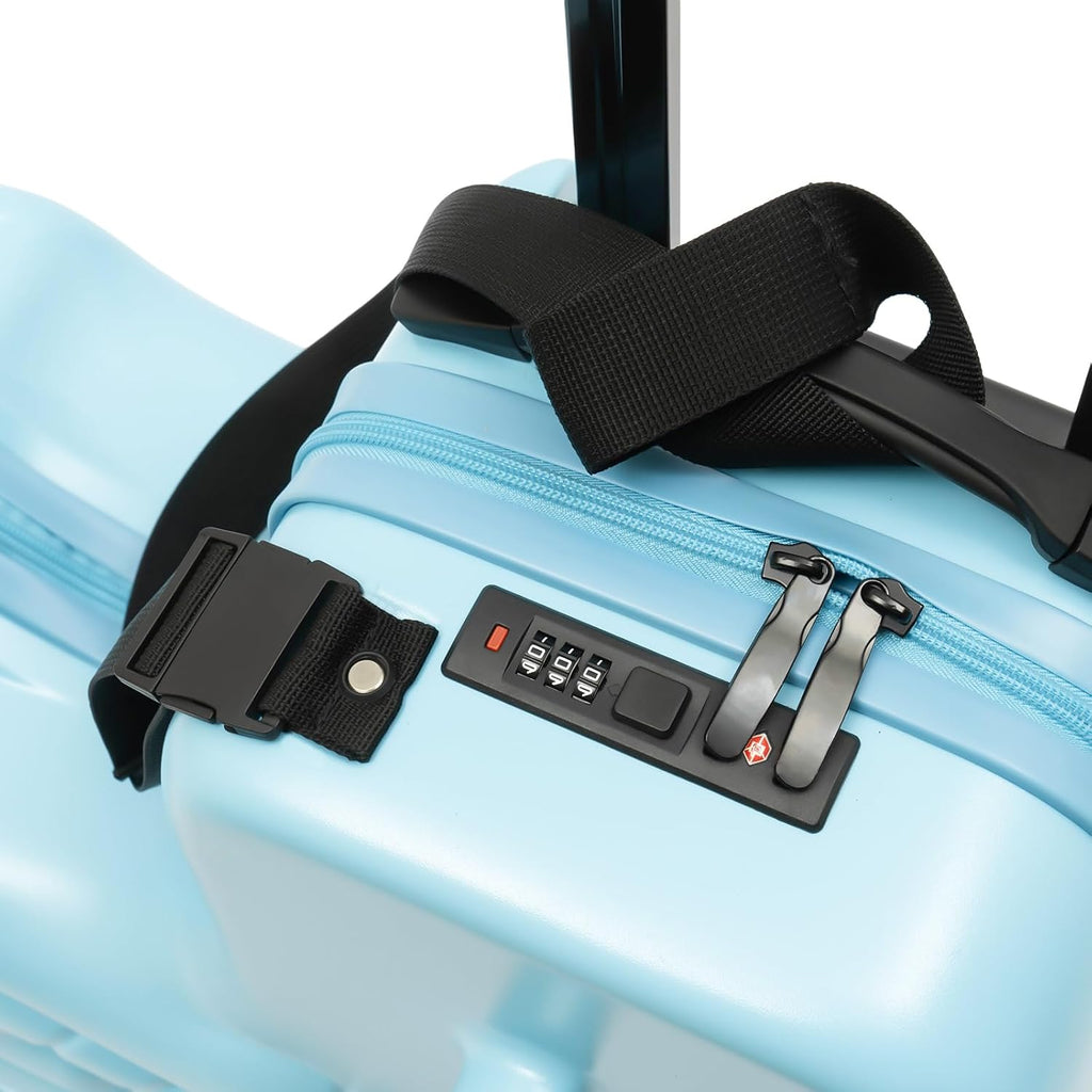 DNYSYSJ Children's Ride On Luggage, 20' Kid's Trolley Suitcase with Universal Wheels and Password Lock, Carry On Luggage Rolling Luggage, Aged 1-6 Years, ABS+PC (Blue, Snail Pattern)