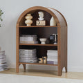 Janmer Home Freestanding Arched Bookcase, Modern 3-Tier Open Bookshelf, Low Short Bookshelf with Adjustable Shelves, Arched Storage Display Cabinet Organizer for Office, Living Room (Walnut, 1pcs)