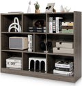Tangkula 8-Cube Bookcase, Wood 3 Tier Open Storage Bookshelf, Modern Multipurpose Display Cabinet for Living Room, Study, Reading Nook, 48 x 12.5 x 36.5 Inch, Grey