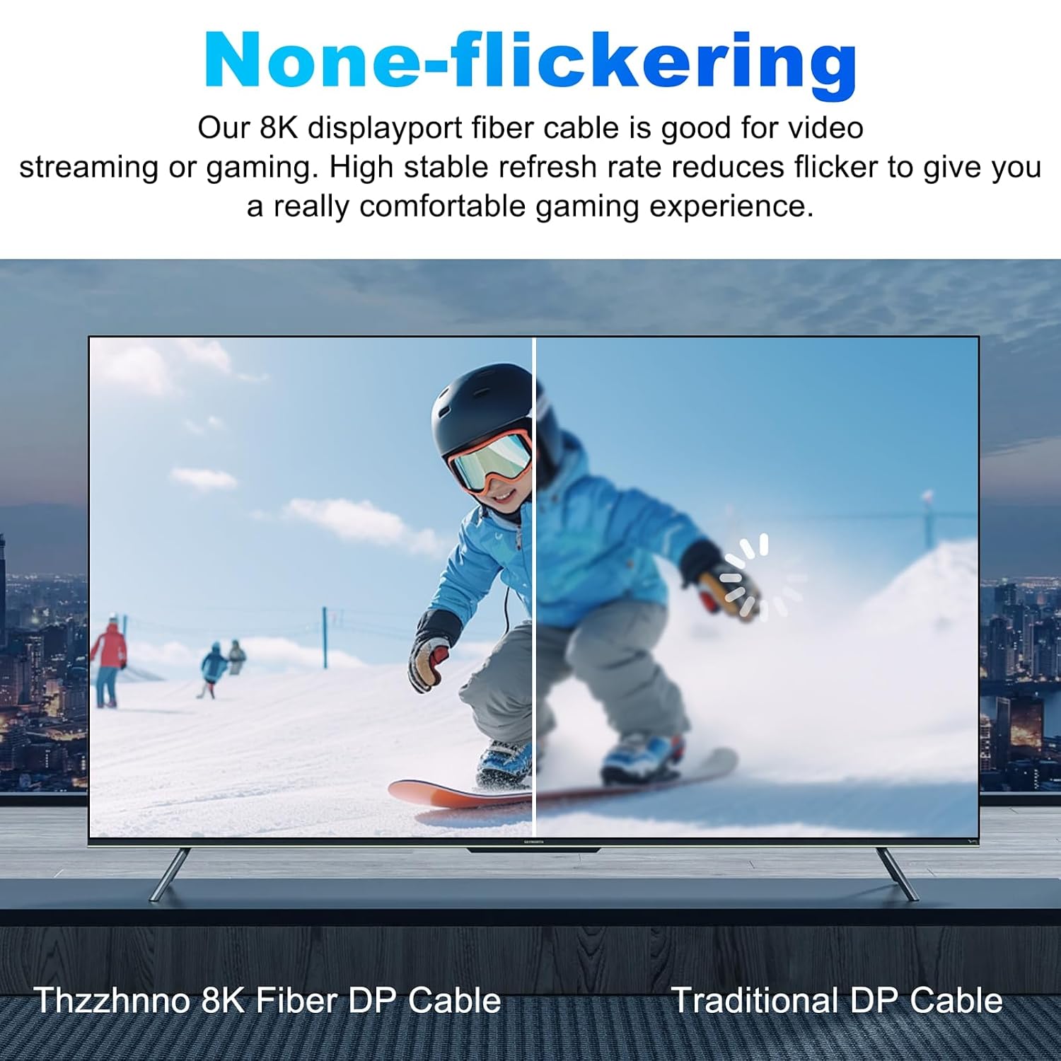 4K 8K DisplayPort Optic Fiber Cable 250FT, DP to DP 1.4 Cable 8K@30Hz 4K@120Hz/144Hz, 2K@165Hz/240Hz, 1080P@240Hz, 32.4 Gbps Support HDR, G-Sync FreeSync for Laptop PC TV Gaming Monitor
