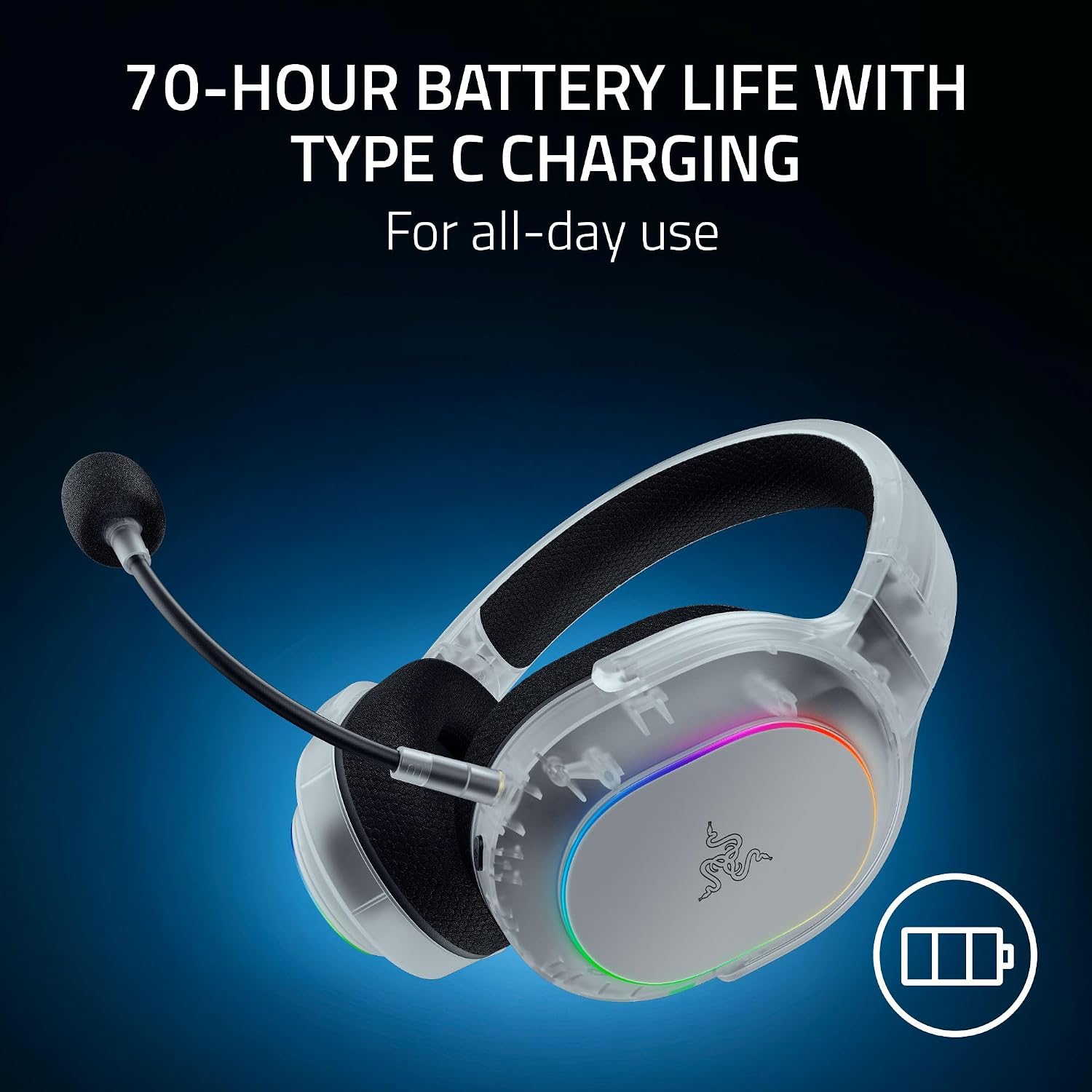 Razer Barracuda X Chroma Wireless Gaming Headset: 2.4GHz Wireless & Bluetooth - Lightweight - RGB - 40mm Drivers - Cardioid Mic - 70 Hr Battery - For PC, Mac, PS5, Switch 2, Smartphone - Phantom White