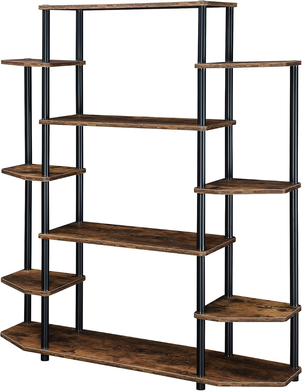 Convenience Concepts Designs2Go No Tools Wall Unit Bookshelf 47.25' - Contemporary Storage Shelves for Display, 10 Spacious Shelves for Modern Living Room, Office, Den, Barnwood/Black