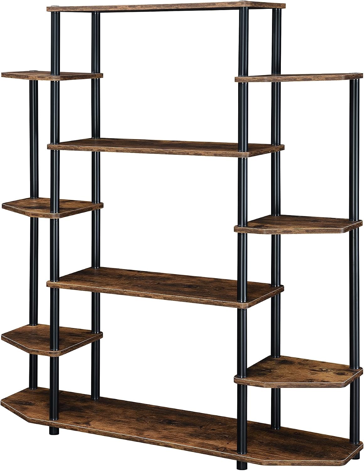 Convenience Concepts Designs2Go No Tools Wall Unit Bookshelf 47.25' - Contemporary Storage Shelves for Display, 10 Spacious Shelves for Modern Living Room, Office, Den, Barnwood/Black