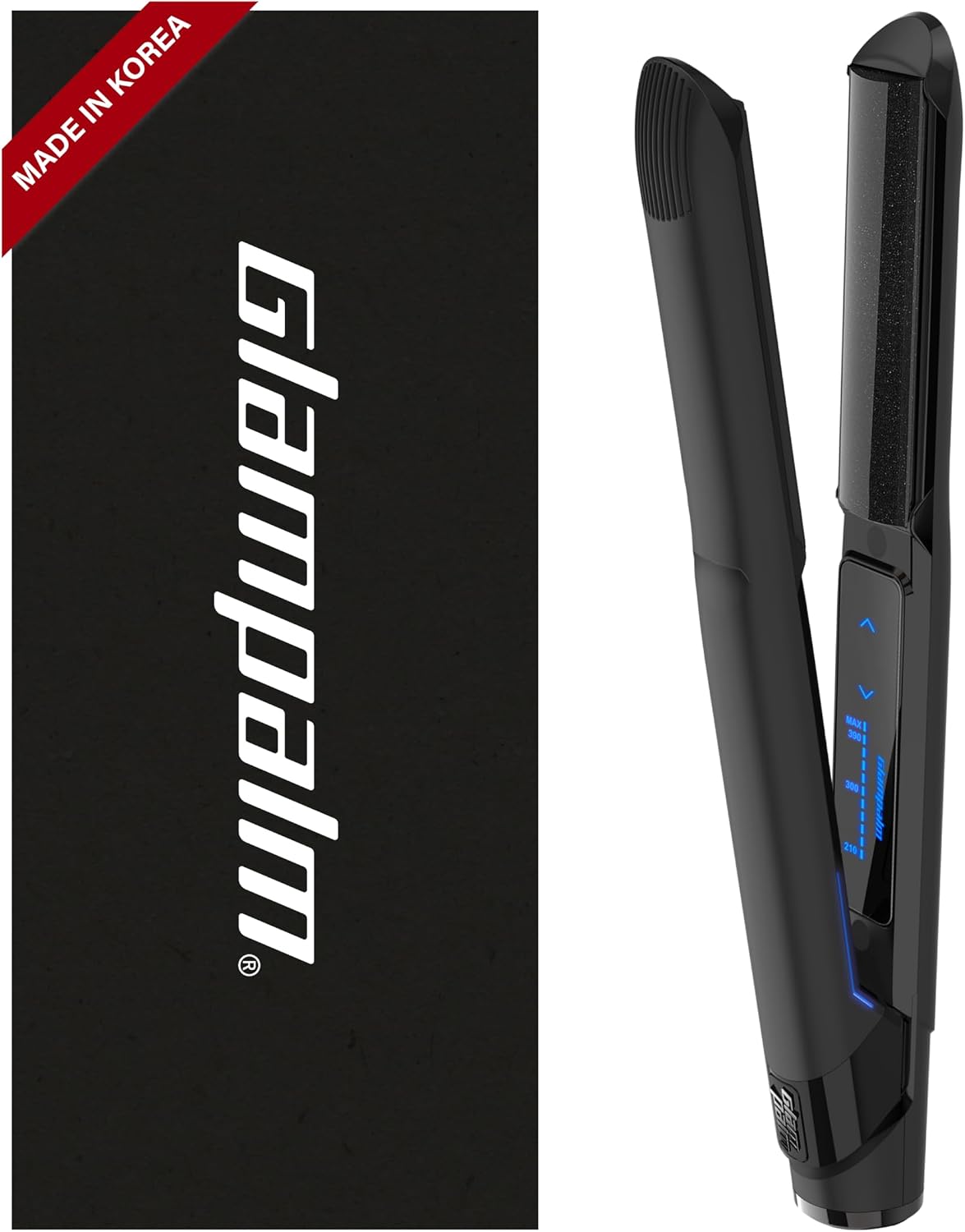 GLAMPALM GlamMuse Volumizing 1' | All-Ceramic Flat Iron Infused with Vita-C, Curved Plates for Volume & Curl, Trusted by K-Pop Hair Stylists, Dual Voltage Hair Straightener, Silk Press | GP202T
