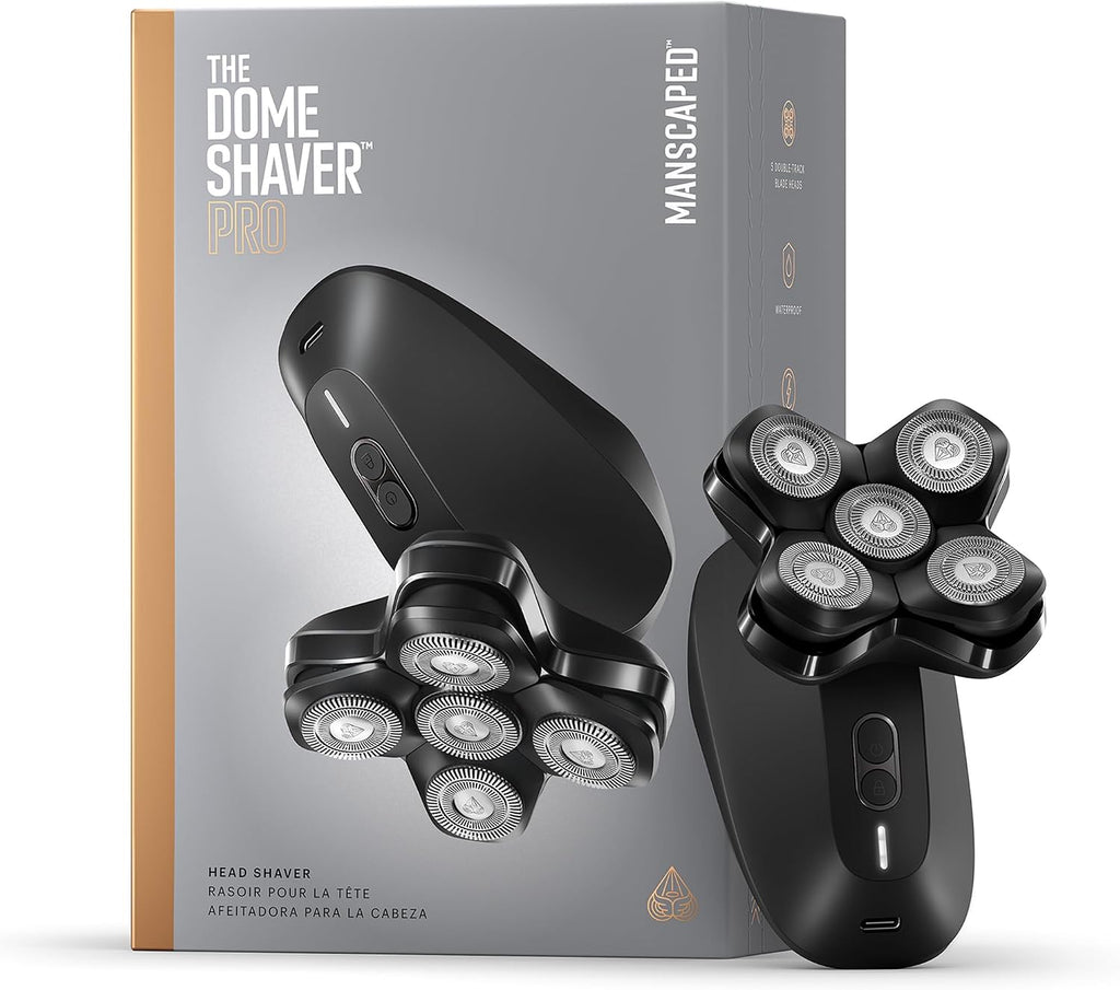 MANSCAPED® The Dome Shaver™ PRO Head Shaver for Bald Men – Five Rotary Blade Design with SkinSafe® & FlexAdjust Technology, Waterproof, USB-C & Wireless Charging Compatible with Travel Lock