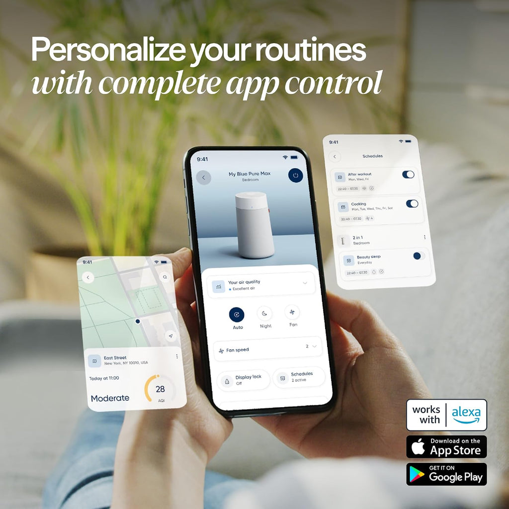 BLUEAIR Blue Pure 511i Max Smart Air Purifier for Bedroom & Small Rooms up to 926 Sq Ft, HEPASilent Air Cleaner for Pets, Allergies, Smoke & Dust, Quiet WiFi Air Purifier with Auto Mode