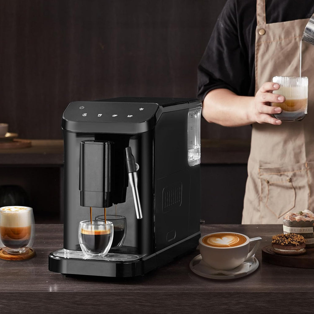 VEVOR Automatic Espresso Machine, 20 Bar Auto Coffee Machine with Frother Steam Wand, Built-In Grinder and 15-Level Grinding Settings, Professional Espresso Coffee Maker with 1.5L Water Tank