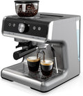 GarveeHome Espresso Machine With Grinder, 20 Bar Semi-Automatic Espresso Coffee Maker With Milk Frother Steamer Wand Cappuccino Latte Macchiato, 95 oz Water Tank, PID Temperature Control, Light Gray