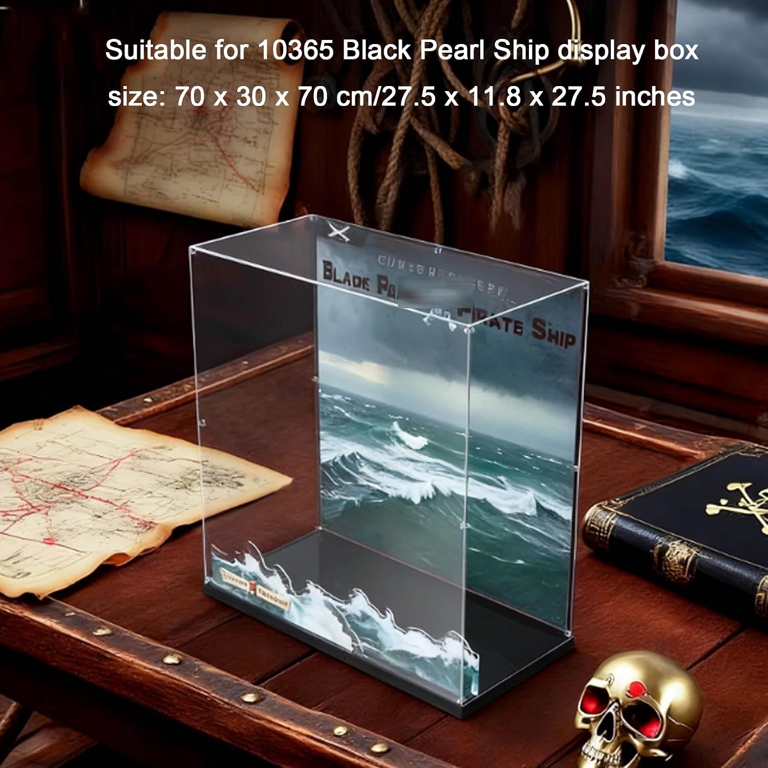 Acrylic Display Case for Lego 10365 Black Pearl Ship, Dustproof Box, Storage Box, Transparent Box, Display Box Compatible with 10365 (Box Only) (Background C)