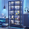 71' H Display Cabinet with Glass Doors,Display Case with LED Sensor Lights,Glass Display Cabinet with Adjustable Shelves and Feet,Display Cabinets for Living Room/Bedroom/Kitchen