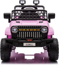 12V Ride On Car for Kids Electric Vehicle Toddlers Battery Powered Truck Car Toy with Remote Control, 4-Wheel Suspension, Battery Display, LED Lights, Music, for Boys Girls, Pink