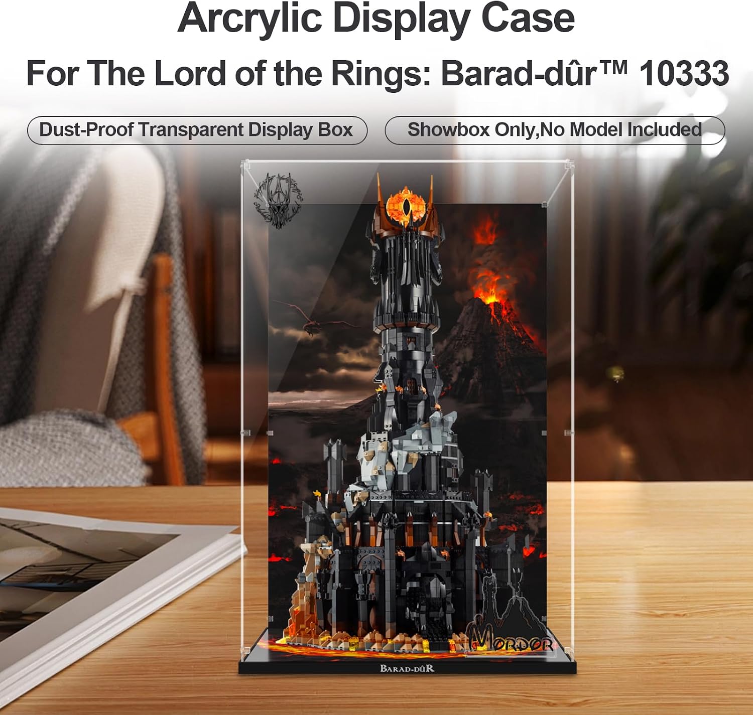 Clear Acrylic Display Case for Lego 10333 The Lord of The Rings: Barad-dûr – Dust-Proof Protective Showcase Box (Lego Set NOT Included)