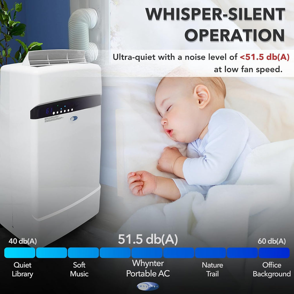 Whynter ARC-12SD 12,000 BTU (6,936 BTU SACC) Dual Hose Cooling Portable Air Conditioner, Dehumidifier, and Fan with Storage bag, up to 400 sq ft in White
