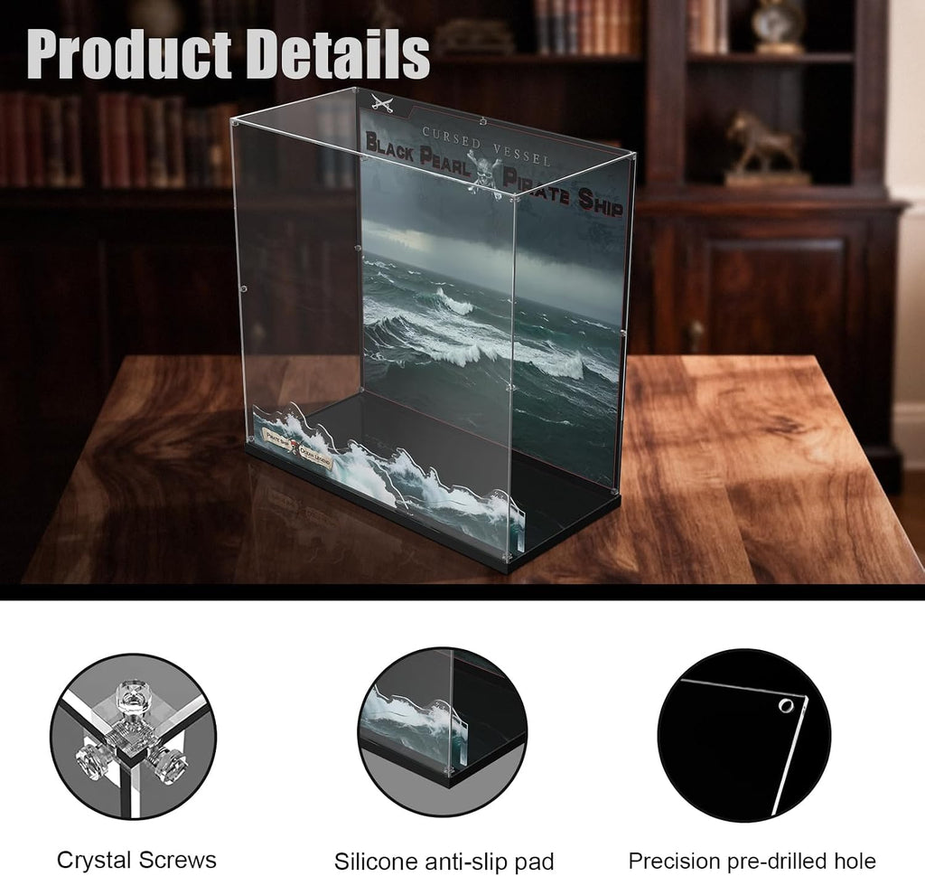 Premium Acrylic Display Case Compatible with Lego Icons Captain Jack Sparrow's Pirate Ship, Clear Dustproof Storage Box for Lego Black Pearl 10365 Set（Model not Included）