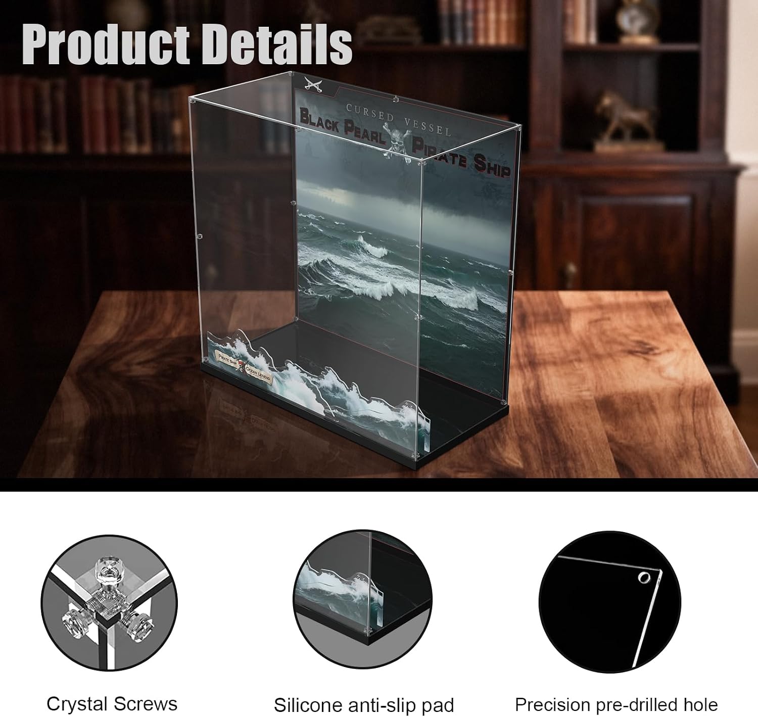 Premium Acrylic Display Case Compatible with Lego Icons Captain Jack Sparrow's Pirate Ship, Clear Dustproof Storage Box for Lego Black Pearl 10365 Set（Model not Included）