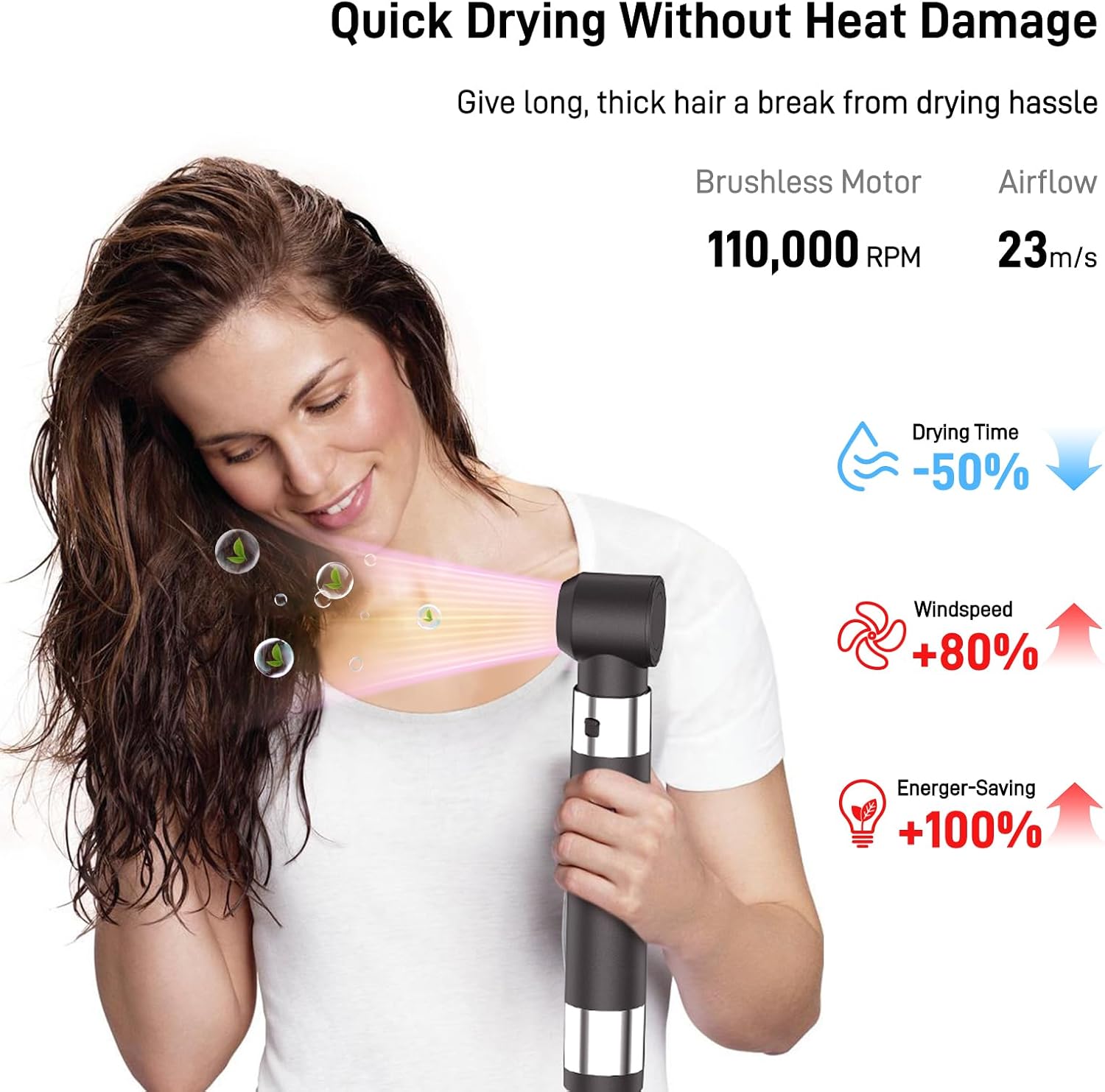 MESCOMB 5 in 1 Hot Air Brush Set - 110,000 RPM Hair Dryer for Fast Drying, Multi-Styler with Auto-Wrap Curlers, Straightening and Volumizing Brush(Gray)