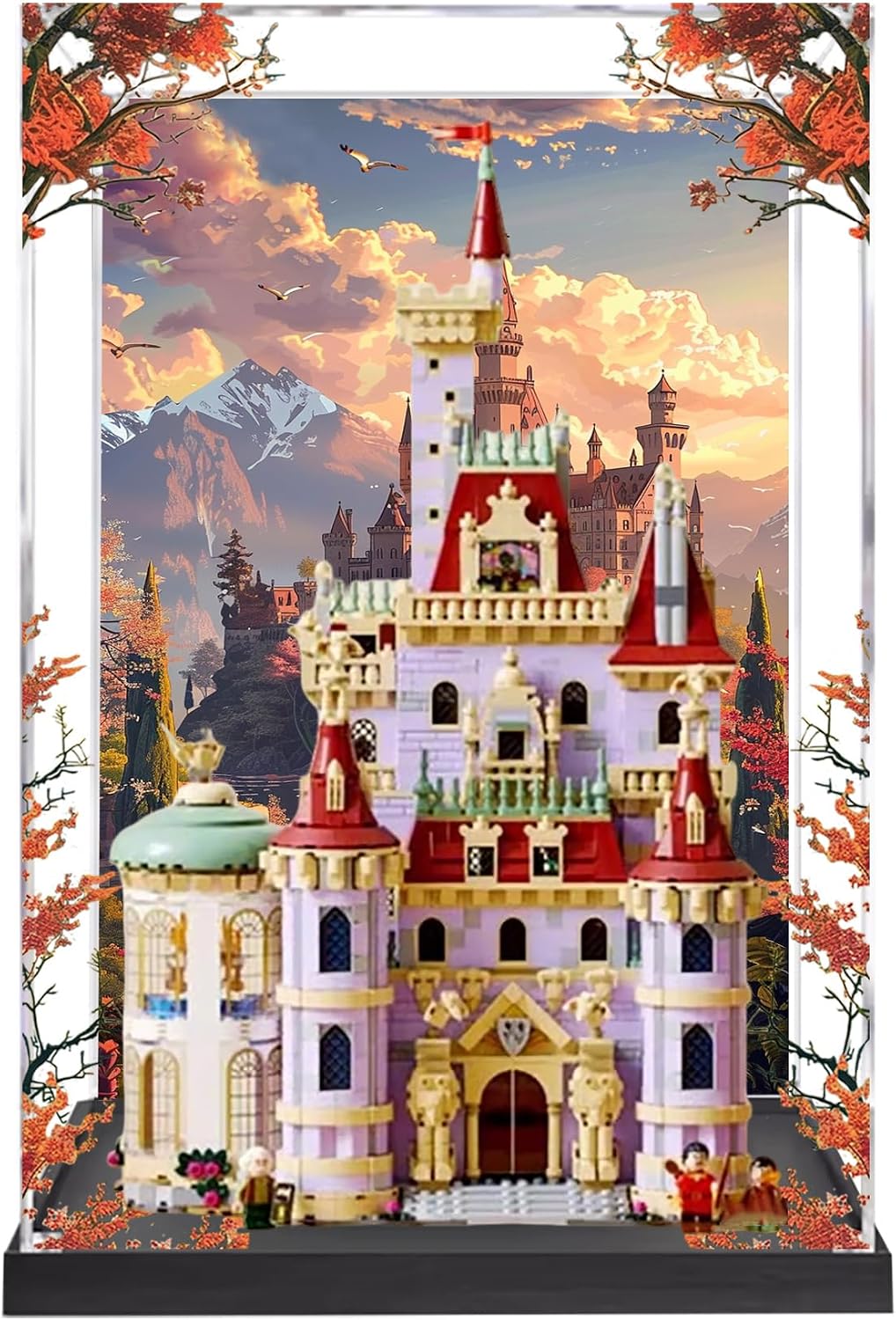 Acrylic Display Case for Lego 43263 Beauty and The Beast Castle Building Set– Dustproof Display Box & Showcase, Display Box Compatible with Lego 43263 -Only Display case (Base Spray 2)