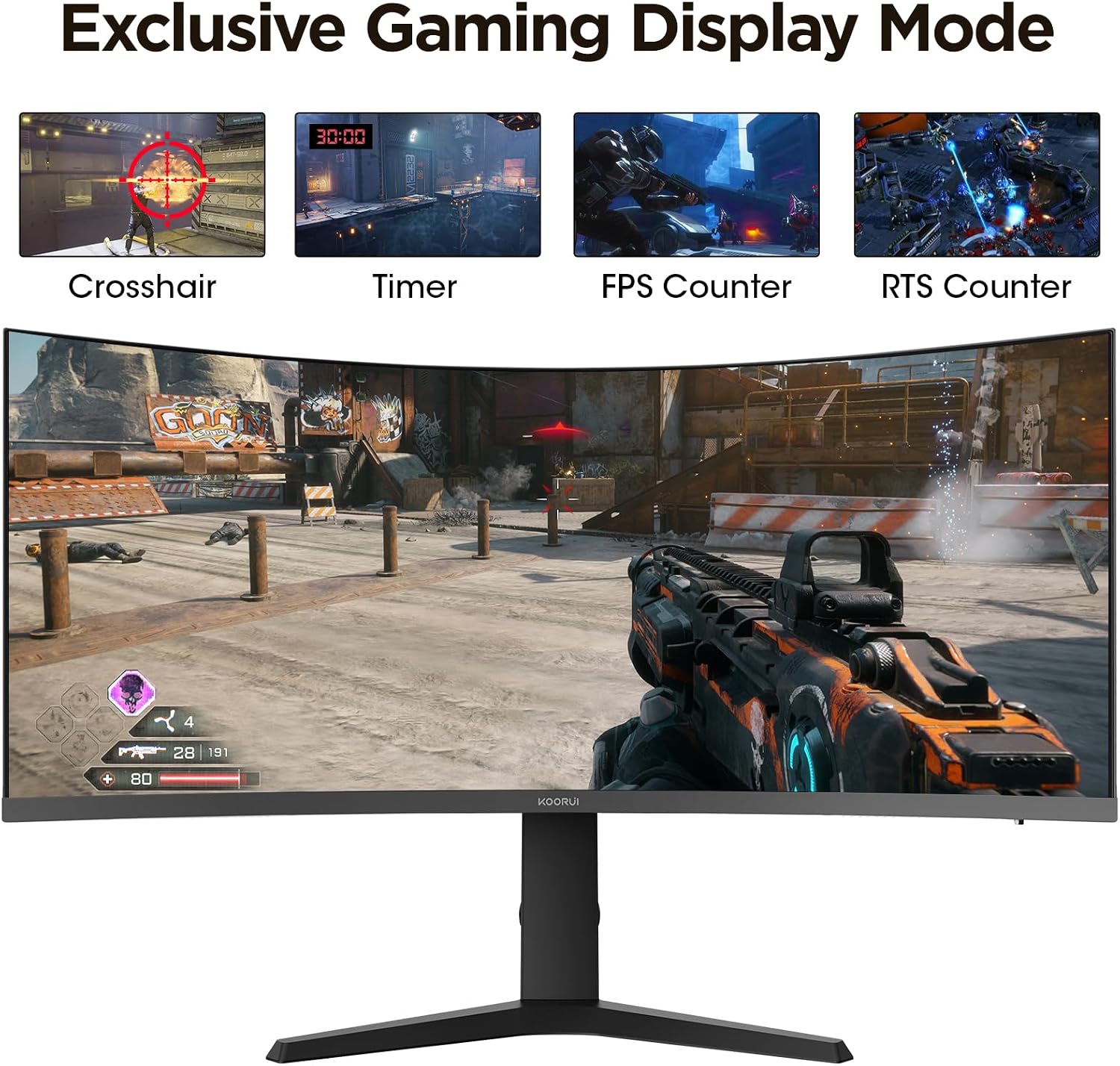 KOORUI 34-inch Curved Ultrawide WQHD 3440×1440 Gaming Monitor, 180Hz 1000R- PIP/PBP, 1ms(MPRT), HDR400, DCI-P3 95%, FreeSync Premium, 1 x DP 1.4 & 2 x HDMI 2.0, Tilt Height Swivel Adjustment, 34E6UC