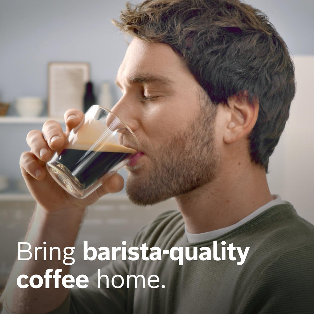 Bosch Fully Automatic Coffee and Espresso Machine - One-Touch Drinks, Barista Quality Super Coffee Maker - Touch Control Panel, Large Bean Capacity - Easy Clean, Maintenance - Black - TIU20109