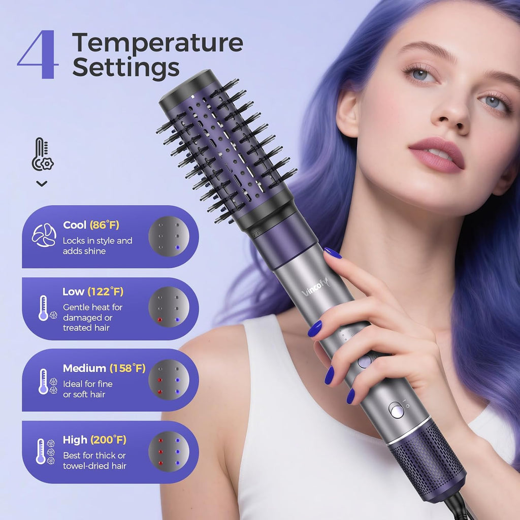 Vincofy 7-in-1 Hair Dryer Brush Blow Dryer, Hot Air Brush Styler with Travel Bag– Fast Drying, Curling, Straightening & Volumizing – 1500W High-Speed Motor 110,000 RPM – All Hair Types – Pink