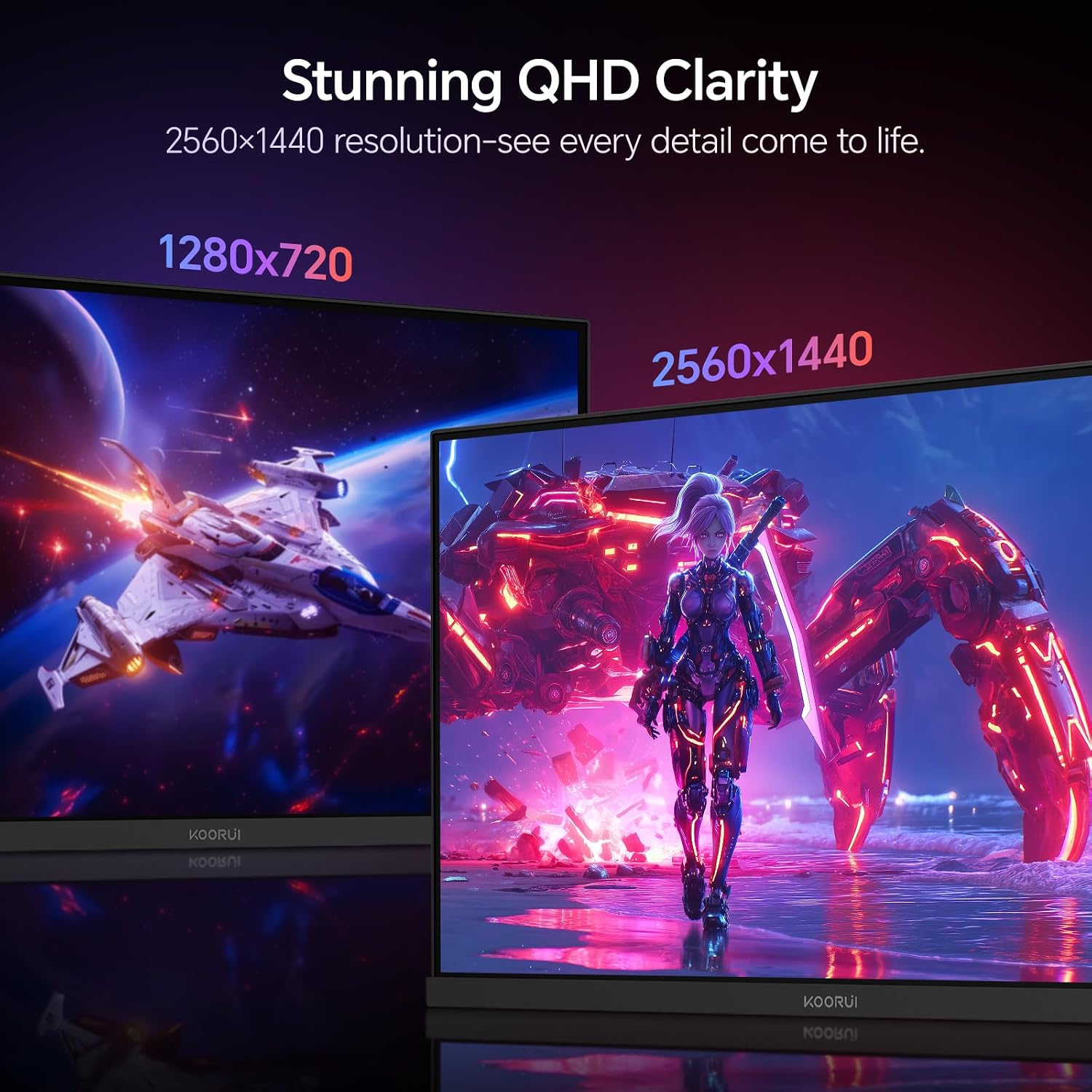 KOORUI 27 Inch Gaming Monitor, 1440p 320Hz Fast IPS PC Monitor, 1ms, HDR400, 98% DCI-P3, PIP/PBP Mode, Adaptive Sync Compatible, Ergonomic Stand, HDMI 2.1 & DisplayPort 1.4, VESA Mountable, G2721E