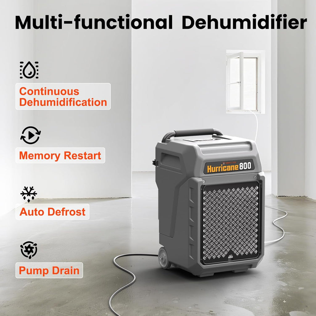 Abestorm 170 Pints Commercial Dehumidifiers with Pump & Drain Hose, Portable Industrial Dehumidifier for Water Damage Restoration, Basements, Warehouses - Covers Up to 2,100 Sq.Ft - 5-Year Warranty