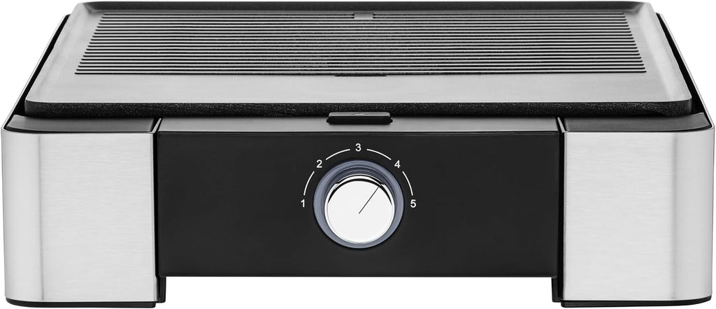 WMF Lono 0415340011 Electric Grill and Griddle, 2300W, Stainless Steel 18/10 Cromargan, Large Grill & Griddle Surface, Non-Stick Coating