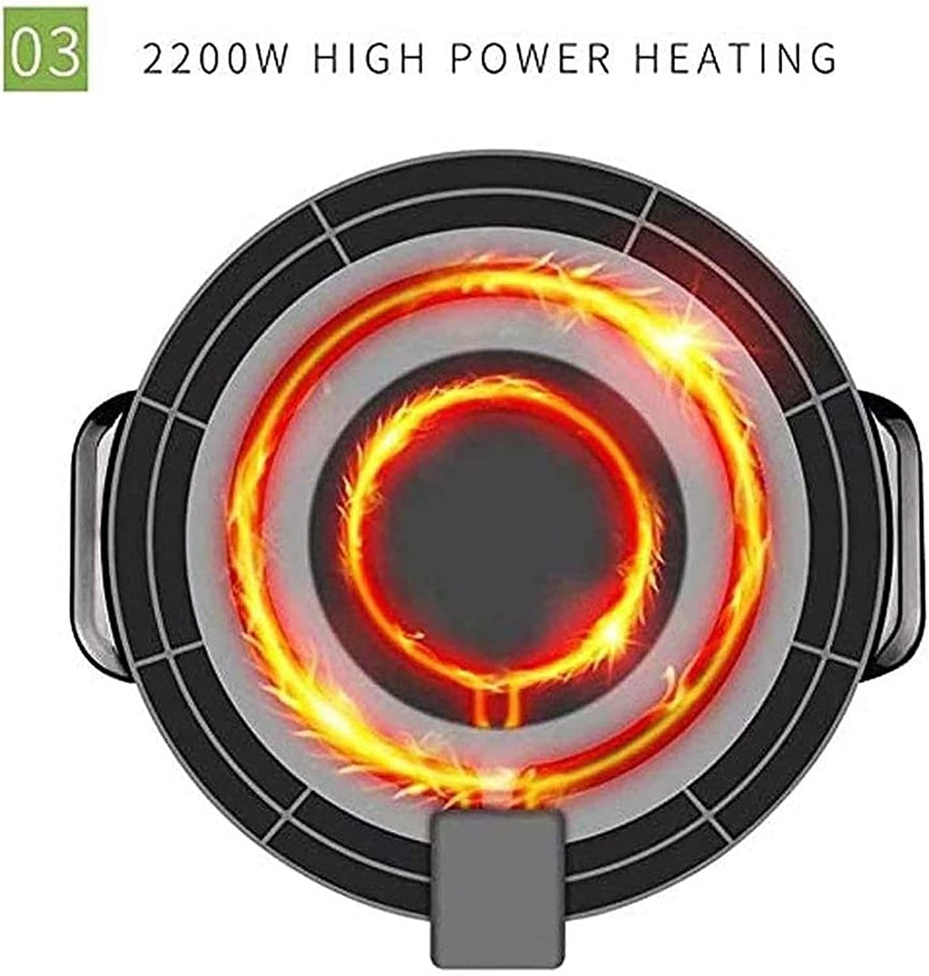Korean BBQ Grill Smokefree Electric Grill,2200W Large Capacity 2 in 1 Electric Barbecue Grill Indoor Hot Pot with divider, Household Non-Stick Pan with 5 Temperature Adjust (Color : Black)