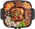 Barbecue Grill Grilled hot Pot with one Pot -Electric Grill Indoor Hot Pot Multifunctional, Indoor Teppanyaki Grill/Pot with Divider - Separate Dual Temperature