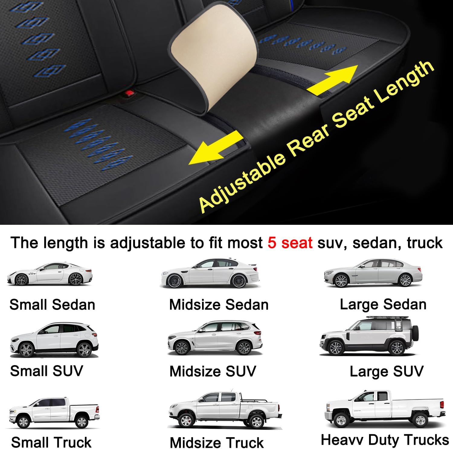 Car Seat Covers 5 Seats Fit for Mazda CX-30 2020-2024 2025,Waterproof Leather Seat Covers,Airbag Compatible,Car Seat Protectors Interior Sets(5PCS with Pillows,Black&Blue)