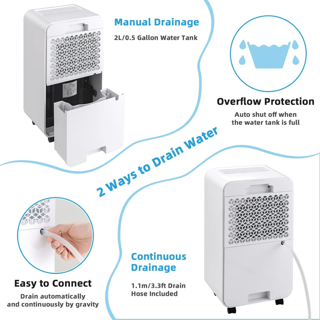 COSTWAY 2000 Sq. Ft Dehumidifier for Large Room & Basement, 32 Pint Dehumidifier with Drain Hose, 4 Modes, 2 Speeds, 24H Timer, Auto Defrost, 3-Color Digital Display