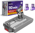 V11 110-min Red Button Battery Replacement: With Samsng Battery Cells, Compatible with Dyson Click-in Models, V11 Animal, Torque Drive, Total Clean, Outsize, SV15/16/22, 970425-01, Includes 2 Filters