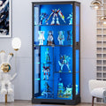 HNEBC 71'' Display Cabinet with 5-Tier and 3 Color Lights for Books Toys Liquor,Curio Cabinet with Human Body Bookcases for Bedroom, Living Room,Black