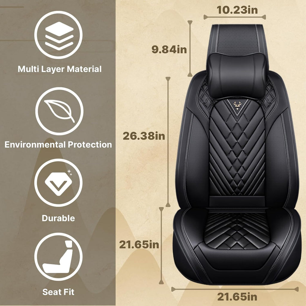 Fit for Ford F250 2011-2026 Seat Covers, Fashion Sport Seat Cover with Waterproof Leather, Airbag Safe Design Seat Protector (5 Front Seat Luxury, Pure Black)