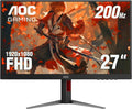 AOC 27G4H 27 inch Gaming Monitor, Full HD 1920x1080, IPS Panel, 200Hz 0.3ms MPRT, G-sync Compatible, 1x HDMI 2.0, 1x Display Port, HDR, Height Adjustable, sRGB 120.3%, 3-Year Zero-Bright-Dot