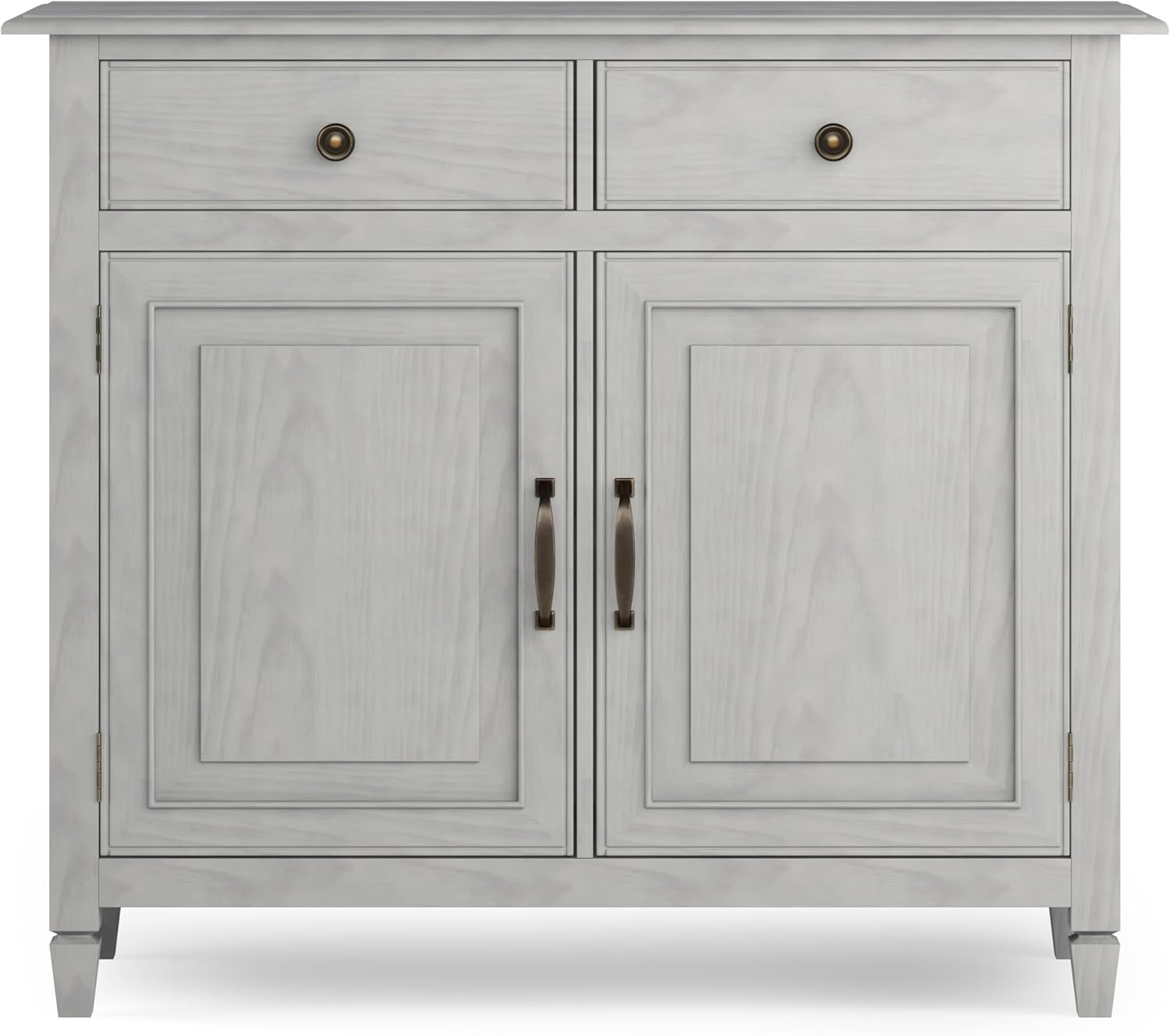 SIMPLIHOME Connaught 40-inch Wide Solid Wood Storage Cabinet in Fog Grey for Entryway, Living Room, Organizer for Hats, Gloves, Shoes, Keys, Slim Design, Traditional Style