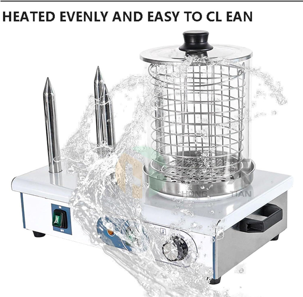 4 Hot Dog Machine and Sandwich Warmer Steamer, Electric Contact Grills with A Temperature of 50-200℃, Food Steamers for Breakfast Shop, Restaurants, Food Trucks, Parties,4 Stick